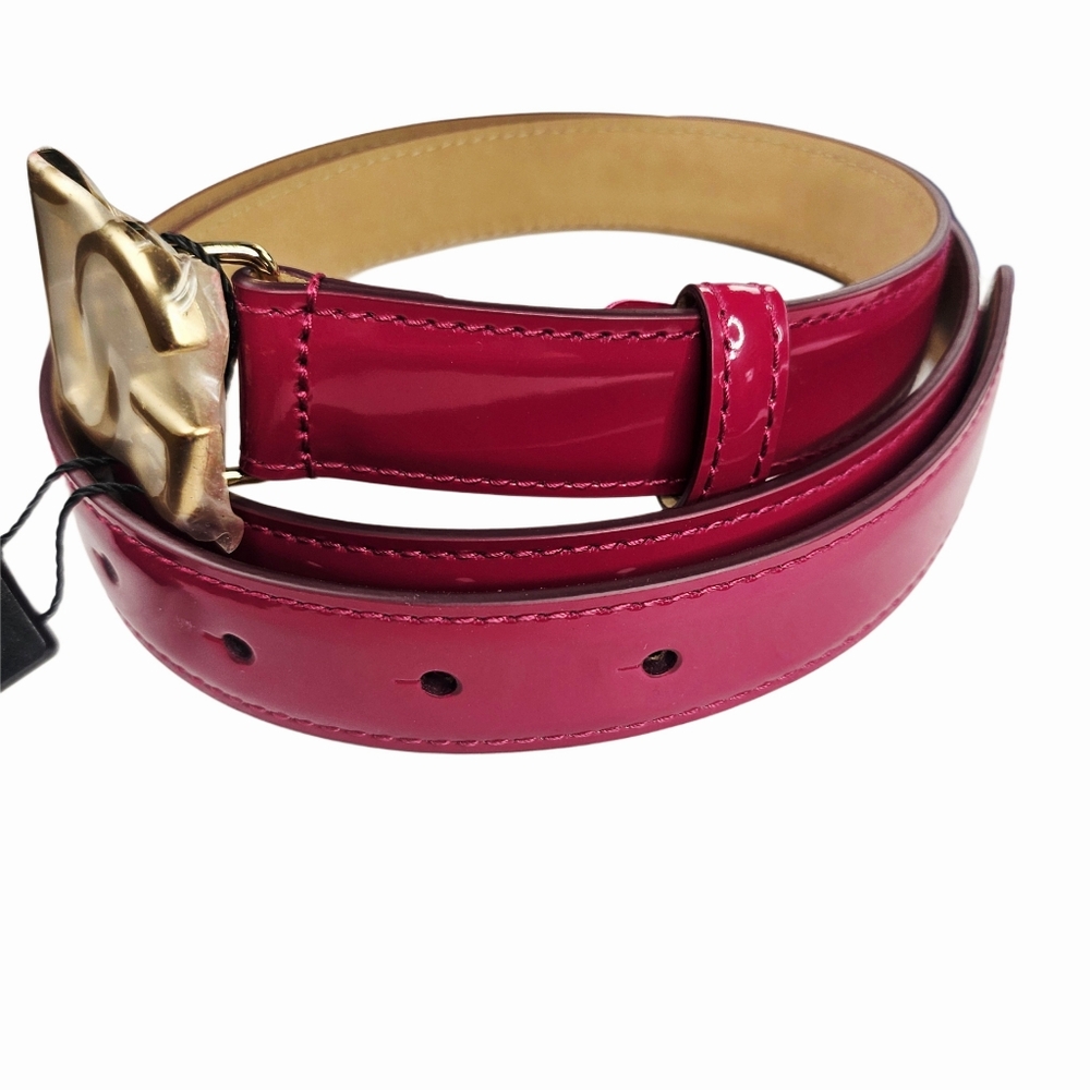❤️VALENTINE SPECIAL❤️ NWT.DOLCE&GABBANA 1" Patent Leather Logo Belt In Dark Pink - Picture 13 of 14